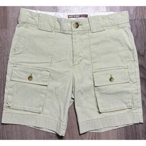 MR TURK Mens Cargo Shorts Size 29 Green White Stripe Cotton Safari Resort Preppy